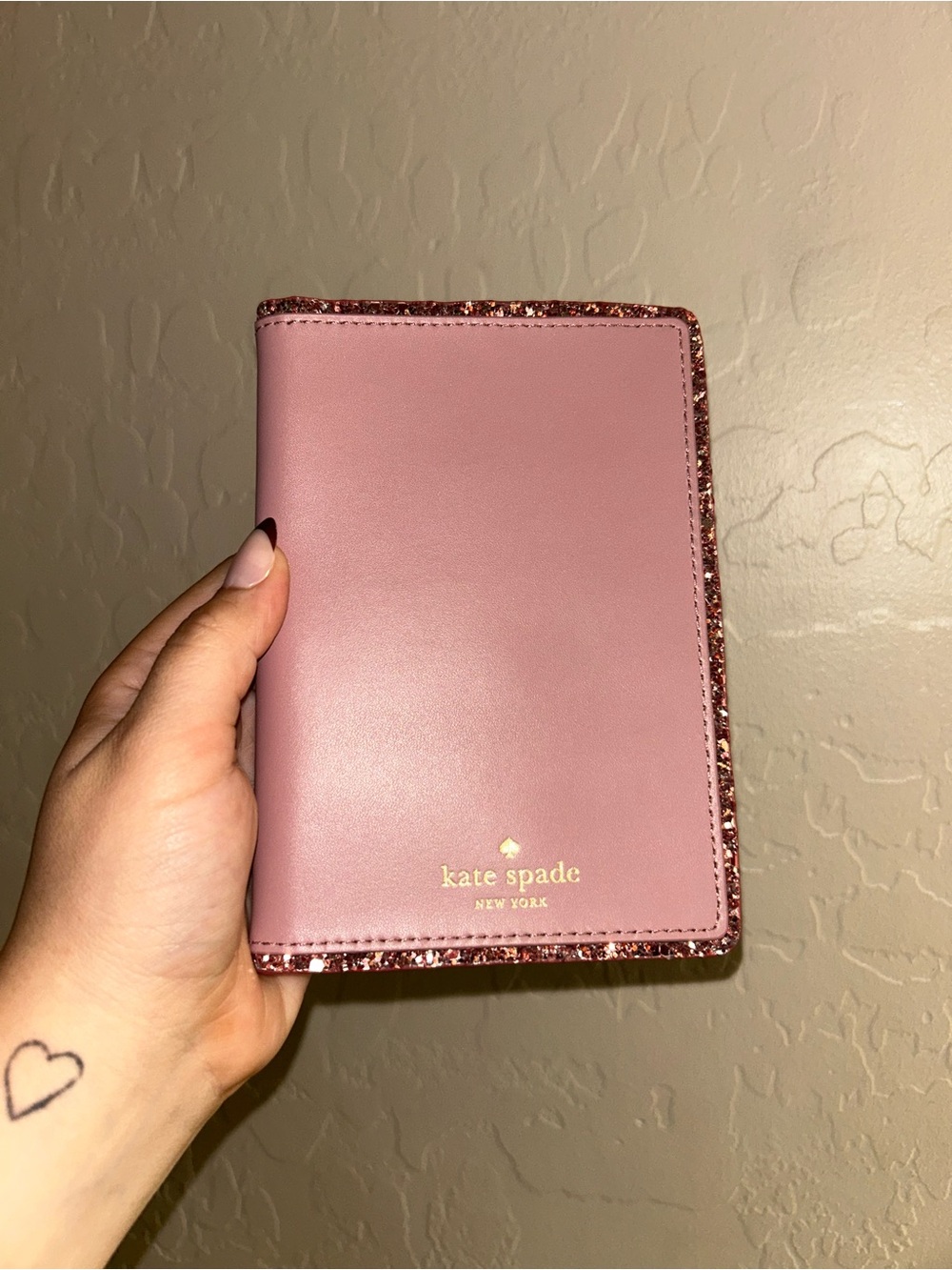 kate spade Blush Glitter Pink Passport Holder